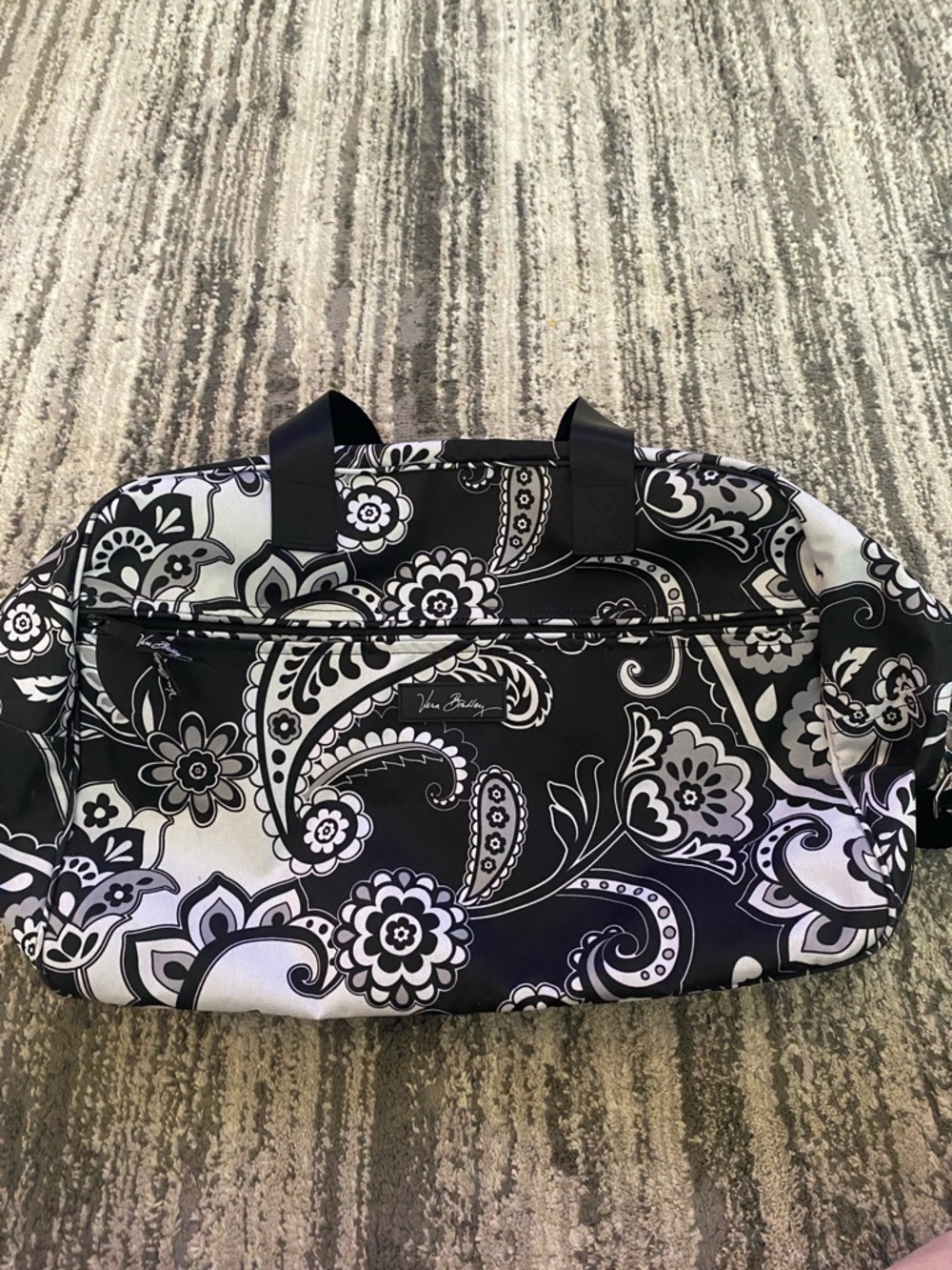 Vera Bradley Black & White Floral Paisley Travel Weekender